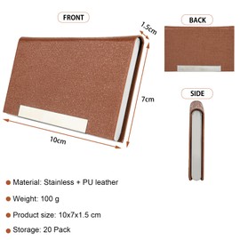 KUZIUA Business Card Holder, Business Card Case, Professional PU Leather and Stainless Steel Wallet Credit Card ID Case/Holder for Men & Women (Black)