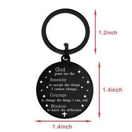 TGCNQ Christian Gifts God Grant Me The Serenity Prayer Sobriety Quote Keychain Gift Dog Tag Keyring Inspirational Keychain for Daughter Friends Gift Birthday Religious Recovery Gifts