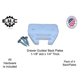 Drawer Guides/Back Plates Plastic (Choose Your Size) New/Replacement Kitchen/Dresser/Furniture Drawer Guides/Track Guide/Includes All Hardware/ 4 per Pack by E.H.C. (1-1/8" x 1/4")