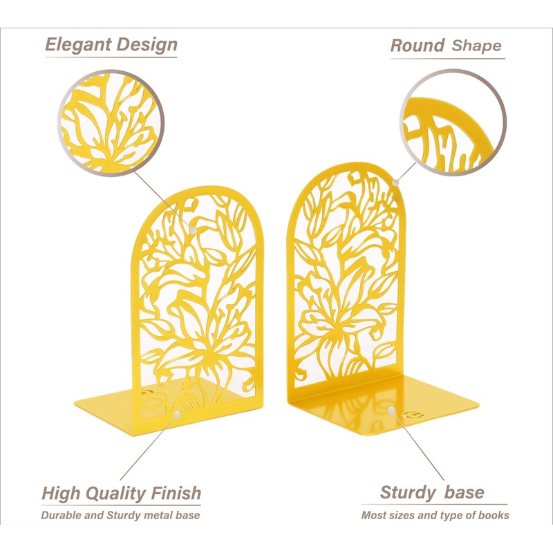 CNK Premium Bookends, Metal Book Stoppers for Heavy Books, Home