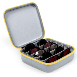 Travel Sunglasses Organizer Case with 5 Adjustable Slots, Multiple Pairs Eyeglass Portable Eyewear Box for Men Women