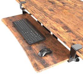UPGRAVITY Extra Large Keyboard Tray Under Desk - Slide Out with Sturdy C-Clip Mount System, 31.5 (35.8 Including Clamps) X 11.81 Put-Out Keyboard Tray Computer Drawer, Rustic Vintage Brown