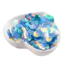 Vbxvsa 13 mm Blue Clear Fish Scales Sequins Holographic Colour Spangles Shell Shape Glitter Beads for Eye Makeup DIY Handmade Costume Bag Accessories