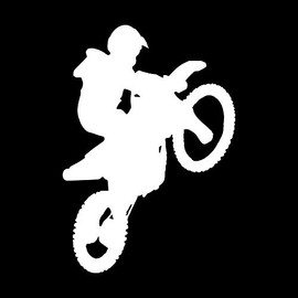 JMM Industries Motocross Wheely Dirtbike Vinyl Decal Sticker Car Window Bumper Premium Quality UV Resistant Die Cut (White, 5-Inches)