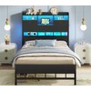 BTHFST Twin Bed Frames with Headboard & Charging Station, LED