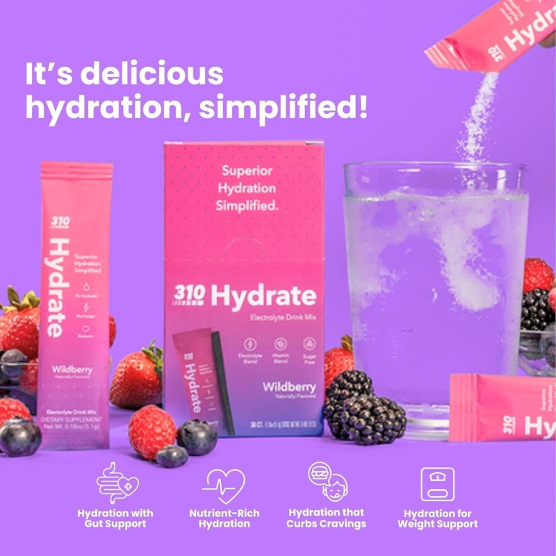 310 Hydrate Electrolyte Powder Pack Of 30 Sugar Free Hydration