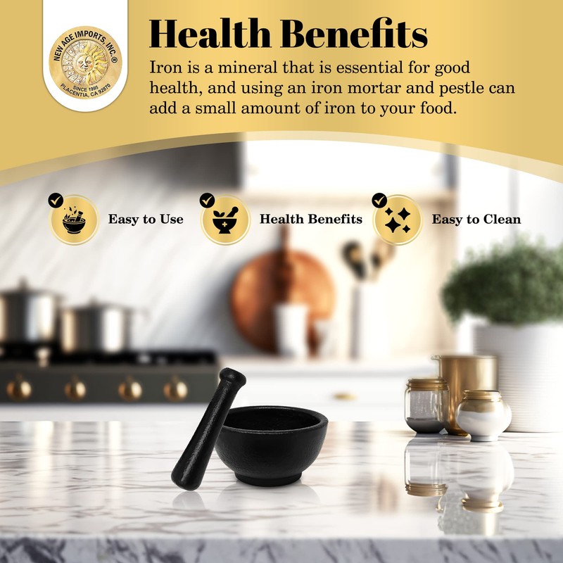 Cast Iron Mortar & Pestle Set 3.5 Inch, Herb Grinder,