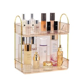 Vanity Trays for Bathroom, Skincare Makeup Organizer Shelf, Bathroom Counter Shelf, (GD, 2Tier)