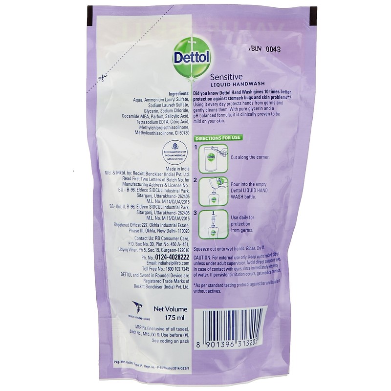 Dettol Sensitive pH Balance Handwash Refill Pouch - 175 ml