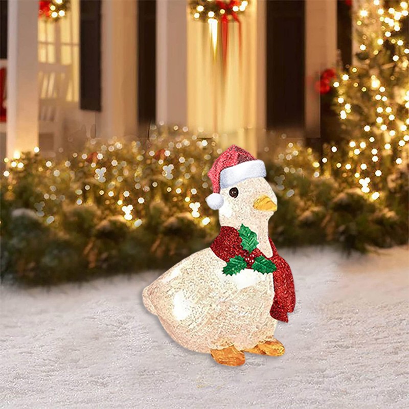 Duck with Scarf Decor Lights Flat Garden Sculpture Ornaments for
