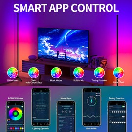 Corner Floor Lamp, 56-in Smart RGB LED Corner Lamp with App & Remote Control, 16 Million Colors Changing LED Floor Lamp with Music Sync, DIY Mode & Timing, Ideal for Bedroom, Living Room & Gaming Room