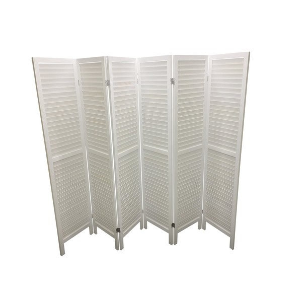 White 6 Panel Wooden Slat Room Divider/Partition/Privacy Screen
