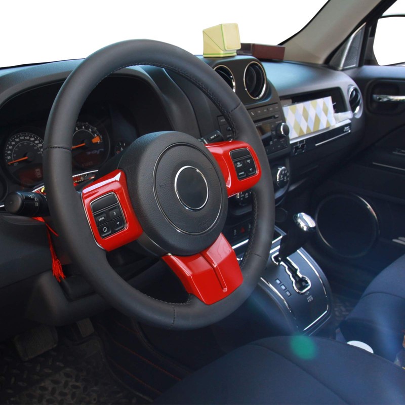 JeCar Interior Steering Wheel Decoration Trim Kits for 2011-2018 Jeep