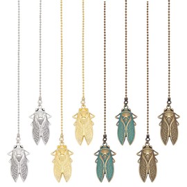 HOBBIESAY 8Pcs 4 Colors Cicada Ceiling Fan Pull Chain 14.76 Inch Decorative Fan Pull Chain Pendant Extension Ceiling Fan Danglers Ornaments for Light Lamp Home Decoration