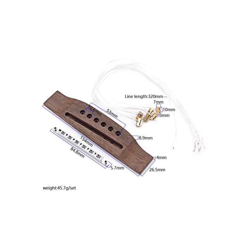 Alnicov Rosewood Guitar Bridge with Insert Piezo bridge Pickup for