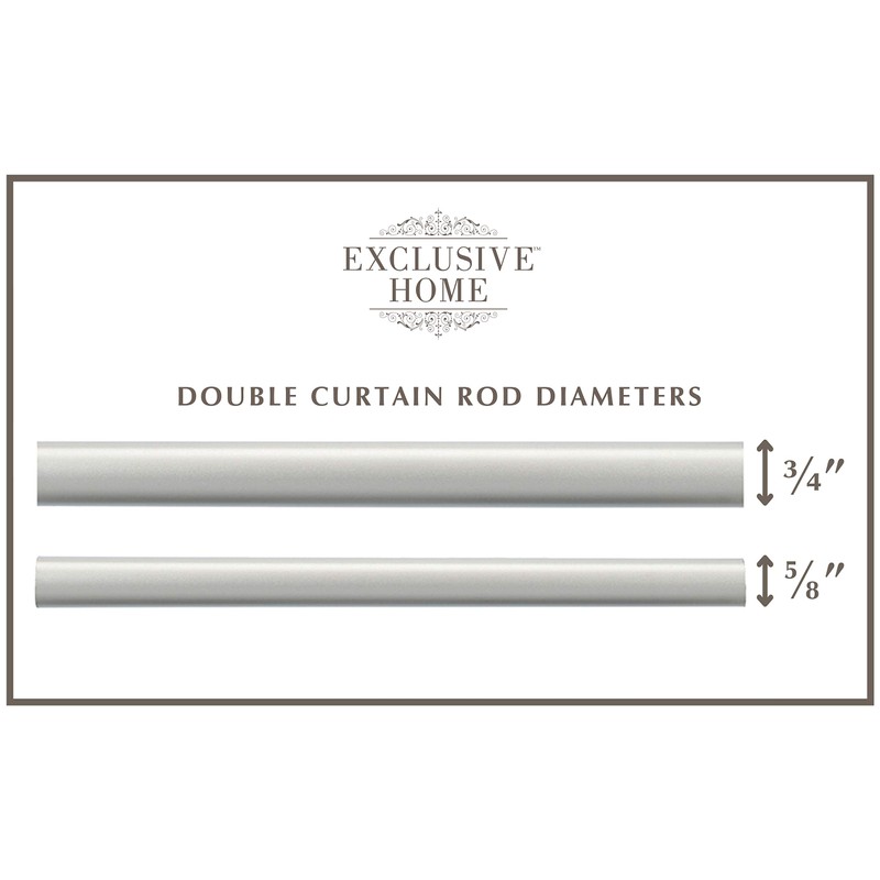 Exclusive Home Topper Double Curtain Rod and Finial Set, Matte