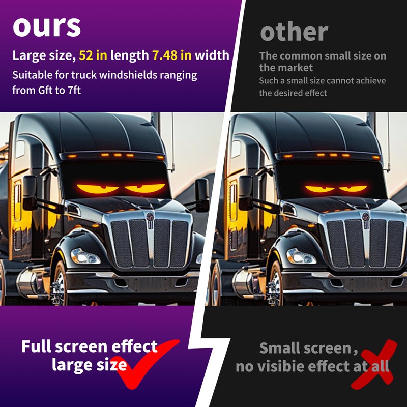 LED Eyes for Truck Windshield, 52.4x7.6in Ojos led para Carro,