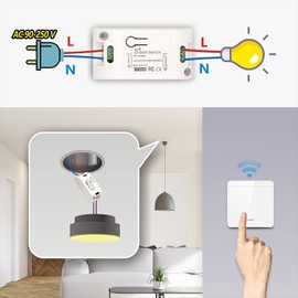 Tedeligo Wireless Light Switch Kit AC 220V 230V Mobile Switch Relay RF Receiver 433MHz Radio Transmitter 100 Meter Control Range for Lighting (1 Key Switch)