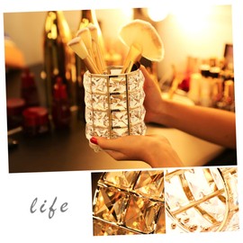 Baluue Cosmetics Brush Holder Make up Brush Holder Red Sparkly Headband Holder Cosmetics Tools Hollow Cosmetics Holder Crystal Cosmetics Holder Golden