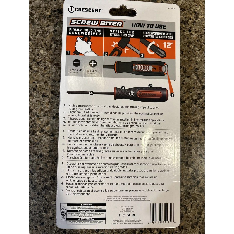 Crescent Screw Biter 2 Pc Impact Extraction Screwdriver Set