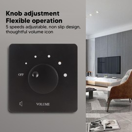 BONKZEBU 50W Volume Control Professional Safety 5 Gears Tuning Knob Volume Controller for Home Speakers 50W In Wall Volume Control Impedance Matching for Home Speakers (Black)