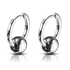 20GA 316L Stainless Steel Faux Captive Bead Hinged Hoop Earrings, Sold as a Pair, Metal, No Gemstone