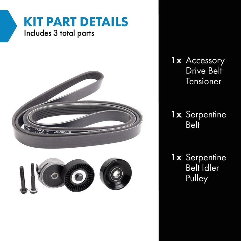 TRQ Drive Belt Component Kit Compatible with 1997-2006 Ford Ranger