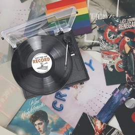 Vinyl Record Player with Speakers Vintage Turntable for Vinyls Records Belt-Driven Turn Table Support 3-Speed, Wireless Playback, Headphone, AUX-in, RCA Line LP Phonograph for Sound Enjoyment Black