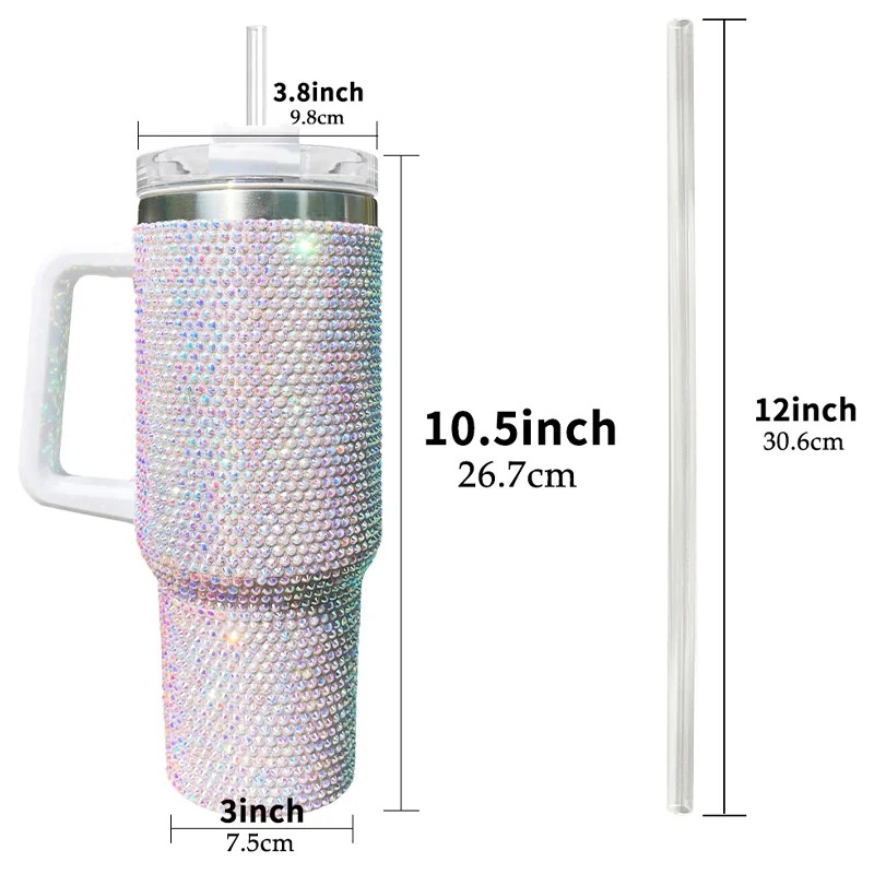 40 OZ Rhinestones Bling Food Grade Hydration Bottle 40 OZ