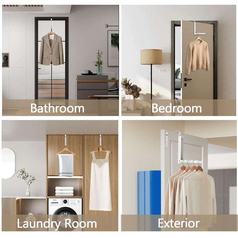 Uenhoy Foldable Over The Door Hanger Hooks for Clothes, Collapsible