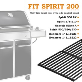 Paayox 15 inch Grill Grates for Weber Spirit Grill Parts Spirit 200 Series Parts E200 S200 S210 E210 Gas Grill Cooking Grids, 2 PCS Cast Iron Grill Grates Replacement for Weber 7522 7523