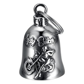 MOCY BELL - Clochette Moto Lady Biker Guardian Gremlin Mocy Bell Acier Inoxydable Argent
