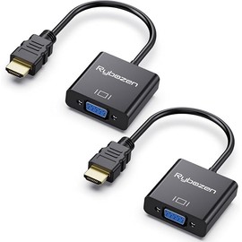 DigitConvert Adaptador HDMI a VGA (2 Unidades) - Convertidor HDMI a VGA Chapado en Oro (Macho a Hembra) - Compatible con PC, Laptop, Monitor, Proyector y Televisión HD