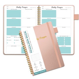 Prayer Journal for Women, Daily Bible Journal, Devotional Journal, Verse Inspirational Writing Spiral Notebook for Christian Gifts, Lasts 6 Months (8.5x5.5”), Rose Gold