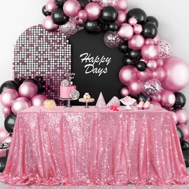 B-COOL Sequin Tablecloth 50x80 Inch Sparkly Table Cloth Hot Pink Sequin Table Cloth Overlays for Party Decoration Christmas Wedding Dinner Linen