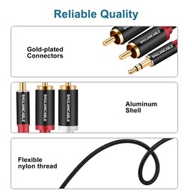 SHULIANCABLE 3.5mm to 2RCA Convert Stereo Audio Cable, Male to 2*Male RCA Cable Y Splitter Design for Smartphones, Tablets, TVs and More (2M)
