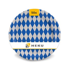 Heku Oktoberfest Decorative Paper Plates Pack of 50 23 cm - Disposable Plates Bavarian Decoration Easy Tidy Up - Party Tableware Oktoberfest Accessories Recyclable