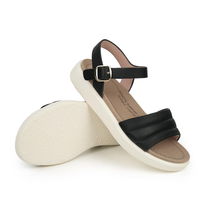 ORTOREX - Sandalias ortopédicas para caminar para mujer, Negro -,