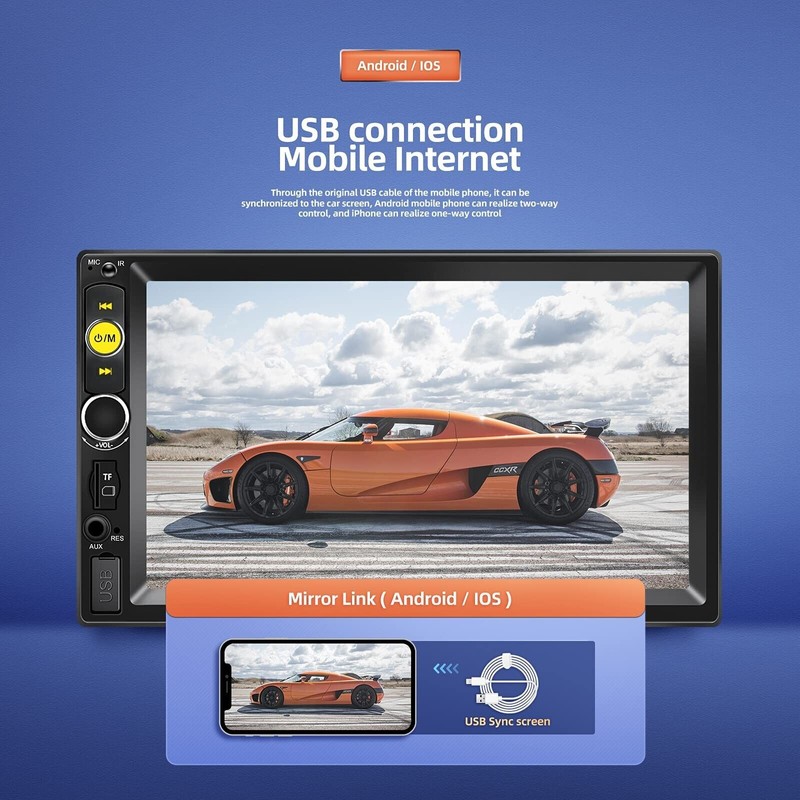 NHOPEEW Double Din Bluetooth Car Stereo 7 inch HD Touch