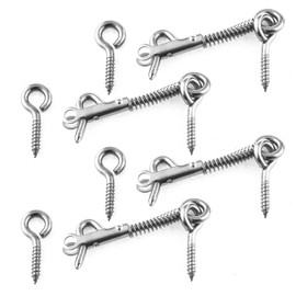 DGHAOP 4pcs Stainless Steel Spring Hook and Eye Safety Latch 2.5-inch Wire Gate Hook and Eye Latch