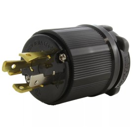 AC WORKS® 30A 125/250V NEMA L14-30P Locking Male Plug Assembly in Black by AC WORKS®