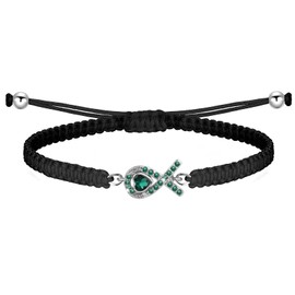 CHOORO Green Awareness Support Gift Mental Health Awareness Adjustable Bracelet Green Ribbon Warrior Jewelry (green rope br)