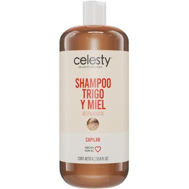 CELESTY  Shampoo sin Sulfatos y Parabenos - Shampoo De Trigo y Miel Antioxidante - Vegano Ideal para el Cuidado del Cabello Limpio y Saludable - Para