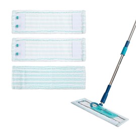 Pack of 3 Replacement Wipes, Suitable for Leifheit Profi XL Micro Duo/Profi XL Cotton Plus, Microfibre Cotton, Anti Lint Push Button, Universal for Tiles/Wooden Floors, Replacement Caps