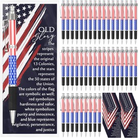 Motiskyy 200 Sets Veterans Day Gifts Bulk American Flag Ballpoint Pens USA Patriotic Themed Black Ink Retractable Pen Stars Stripes Bookmarks Cards Stationery for Home Office Party Supplies Souvenirs
