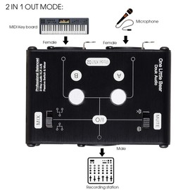2 Way XLR Balanced Stereo Audio Switcher Passive A/B Mini Switch Box Mixer Sound Splitter (KN102, 2-IN-1-OUT)