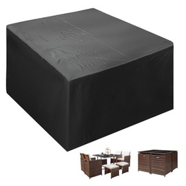 widesmile Garden Furniture Cover Square Waterproof Patio Table Cover Rattan Cube Protective Cover Oxford Fabric Outdoor Dustproof Furniture Cover Black 123x123x74cm
