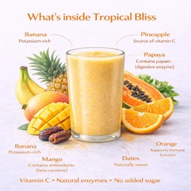 Tropical Smoothie Powder & Smoothie Mix – Freeze Dried Tropical Fruit Blend, No Added Sugar, Vegan, Ready in Seconds, 10 Servings