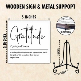 Wooden Table Sign Gift, Gratitude Definition Desk Decor Wood Plaque With Stand Appreciation Gift Ideas for Boss Women Best Mom Coworker Teacher Office-A29