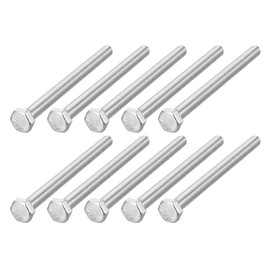 METALLIXITY Hex Bolts (M8-1.25 x 90mm) 10Pcs, 304 Stainless Steel 18-8, UNC Coarse Thread, Fully Threaded, External Hex Drive, Hex Head Screw Bolt - for Furniture Repair